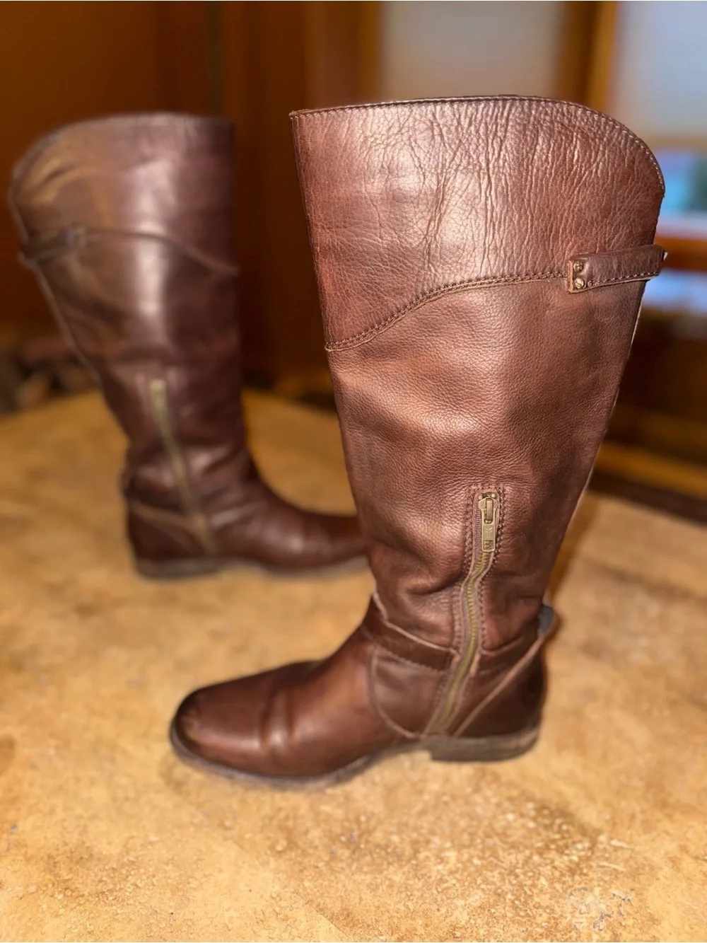 Frye Classic Brown Leather Tall Riding Boots